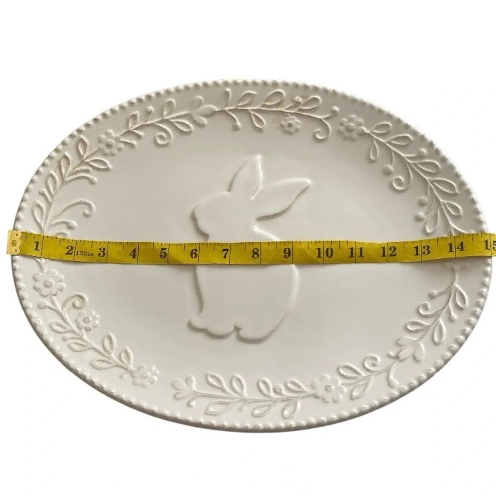 NWT Pier 1 imports THE BUNNY OVAL SERVING PLATTER 11”x15”  Porcelain easter